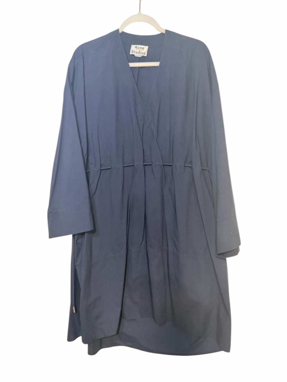 Acne Studios Oversized Blue Mali Poplin Cotton Tunic Dress Size 36